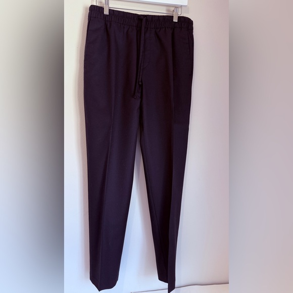 NWOT BANANA REPUBLIC MENS NAVY VITALE B FLANNEL 120’s 💯WOOL DRAW STRING PANTS M - Picture 3 of 7